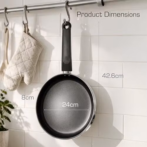 Swan Townhouse 24cm Ceramic Non-Stick Stainless Steel Frying Pan in Silver – 8
