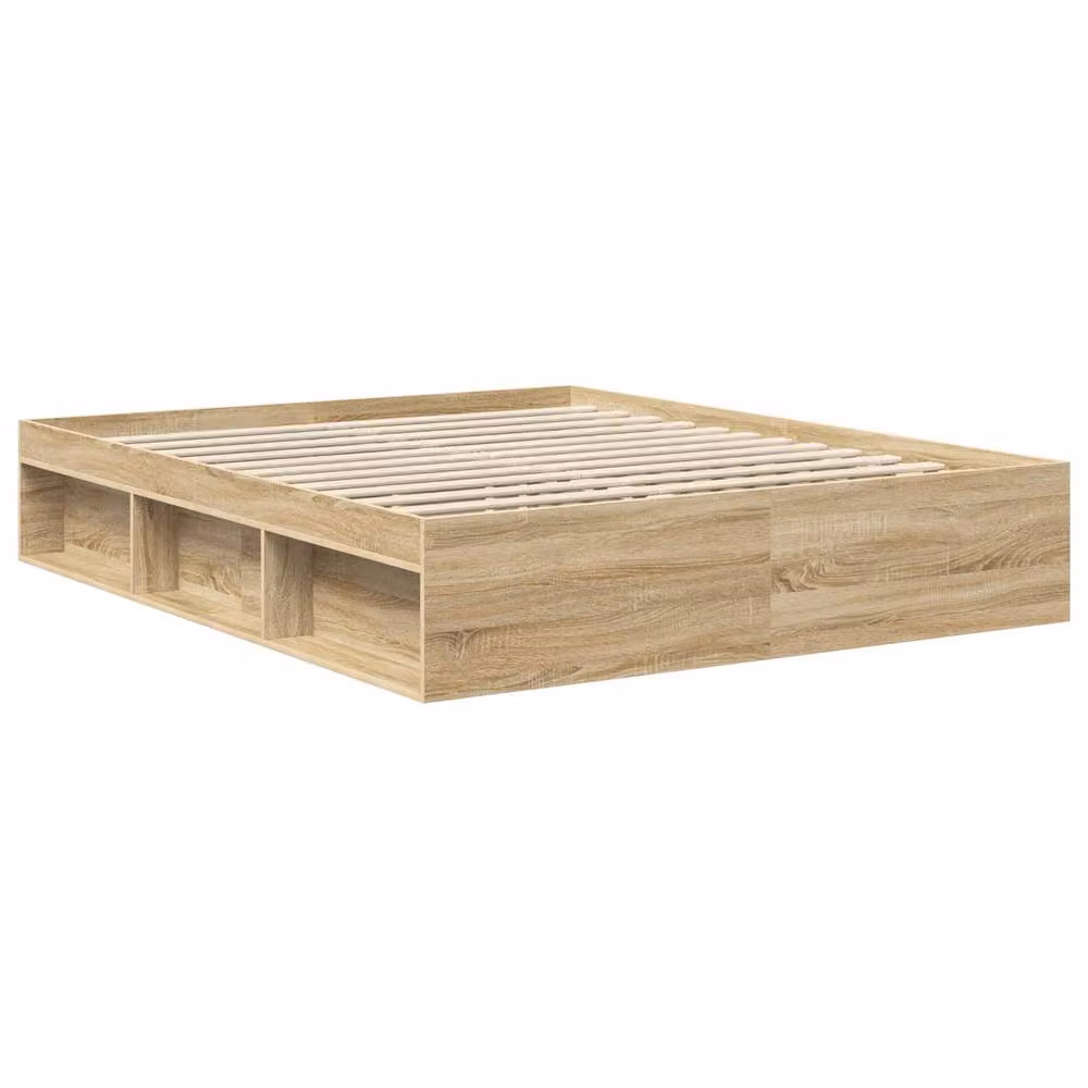 Berkfield Home Sonoma Bed Frame with Headboard in Brown, W/D/H: 160 x 200 cm – 2