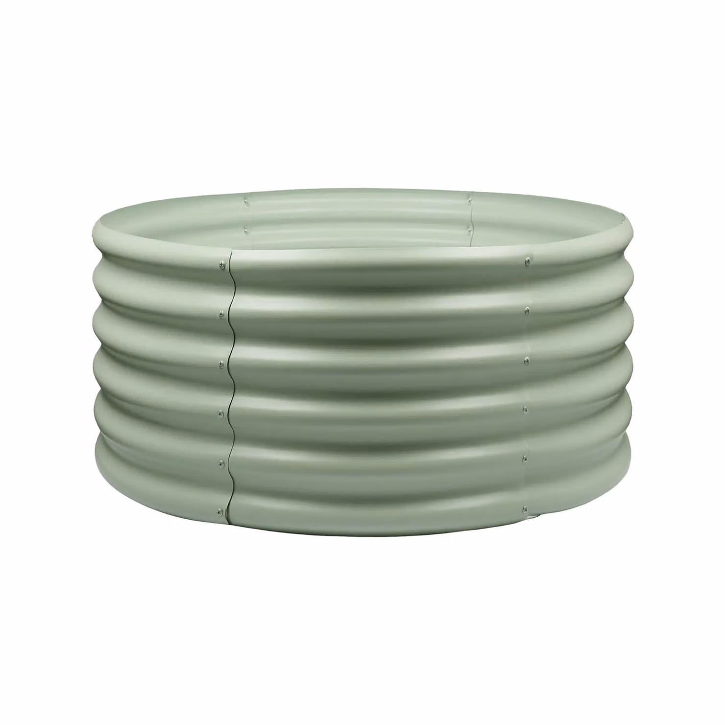 Harbour Housewares Set of 2 Green Galvanised Steel Round Bottomless Raised Garden Beds, Diameter: 90 cm, Height: 45 cm – 5