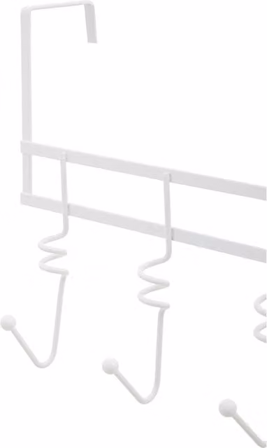 Orsina Jaxen Over Door Hanger with Five Swirl Hooks in White and Grey