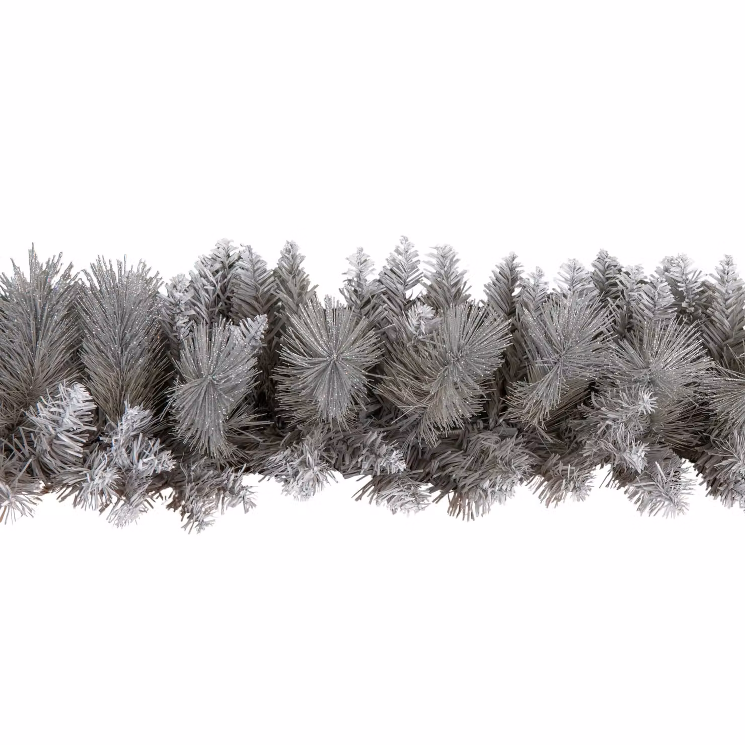 Samuel Alexander Silver Christmas Garland with Glitter Tips, 1.8m – 3