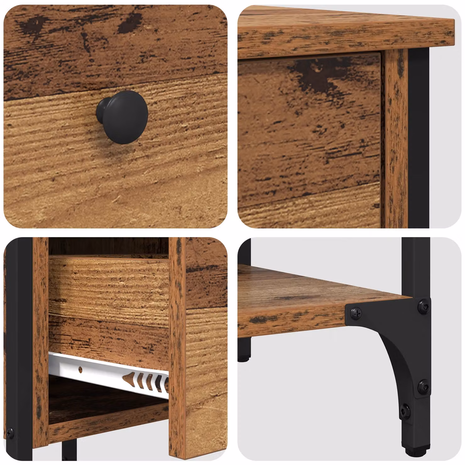 Berkfield Home Bedside Cabinet in Brown Old Wood, W/D/H: 34 x 36 x 70 cm – 3