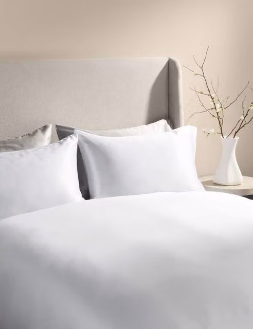 M&S Kelly Hoppen Silk Blend Bedding Set, White, W: 140 cm, L: 200 cm