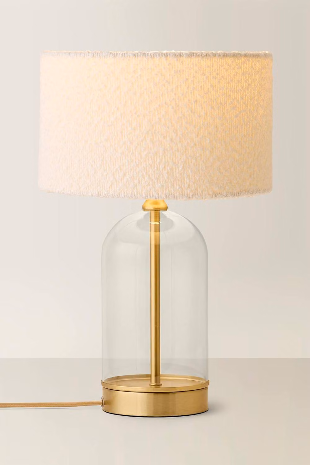 ValueLights Jessy Gold Glass Table Lamp with Beige Boucle Fabric Shade – 2
