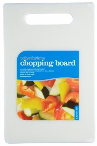 KitchenCraft White Plastic Rectangular Chopping Board, Reversible and Dishwasher Safe