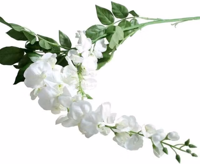 KDMD White Artificial Wisteria Flowers