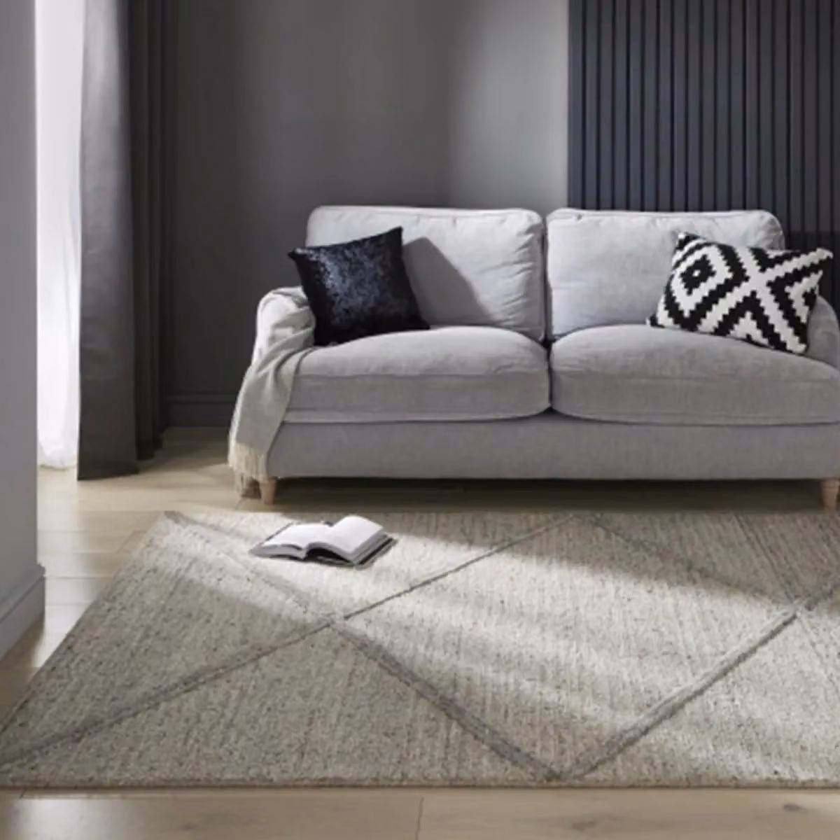 The Rug Shop UK Grey Modern Geometric Flat Weave Wool and Cotton Rug, W: 200 cm, L: 290 cm – 2