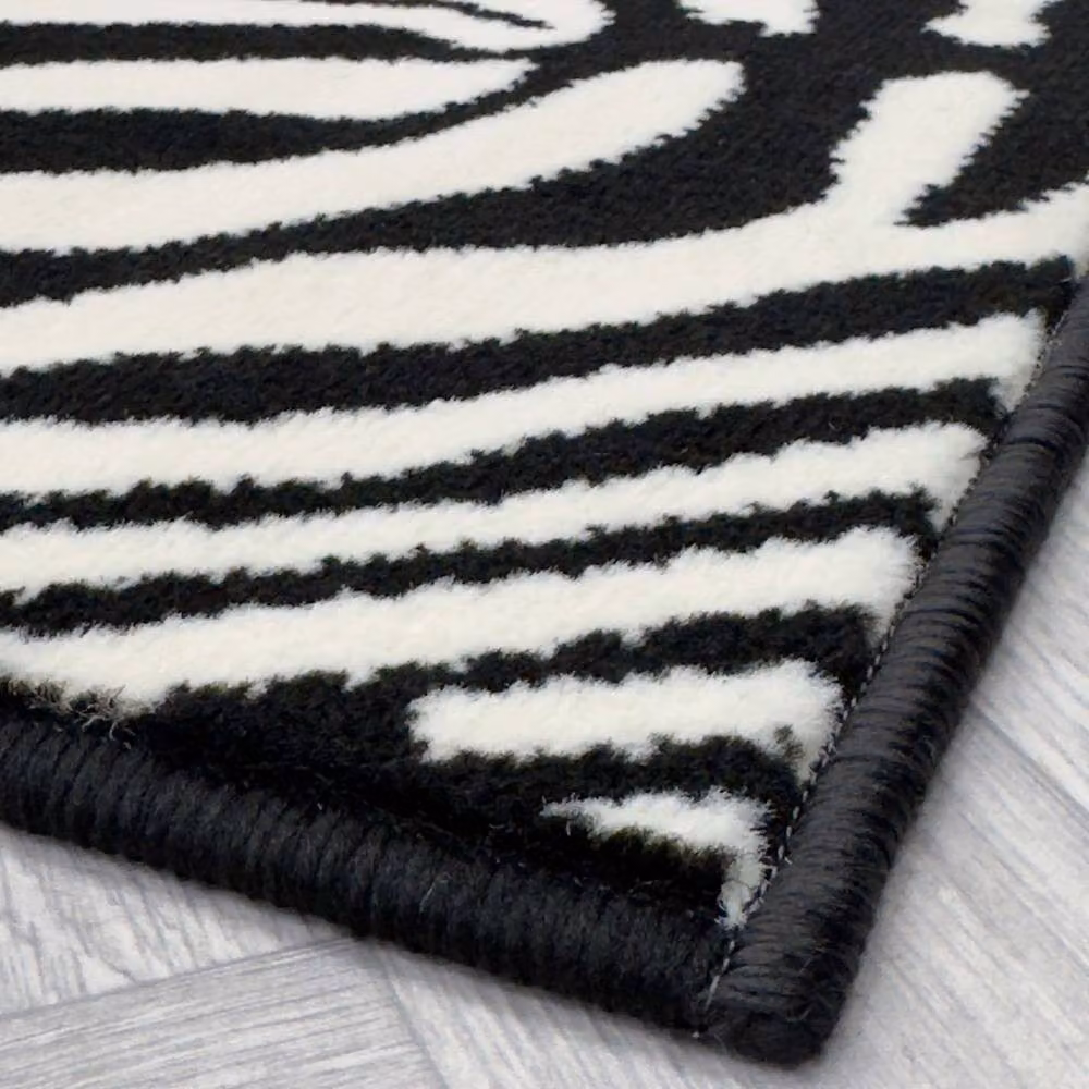 runrug Zebra Hallway Carpet Runner Rug in White, W: 80 cm, L: 240 cm – 4