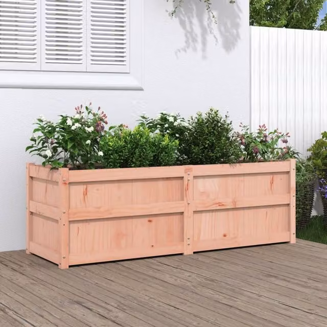 Berkfield Home Brown Solid Wood Douglas Garden Planter Tub W: 150 cm, D: 50 cm, H: 50 cm