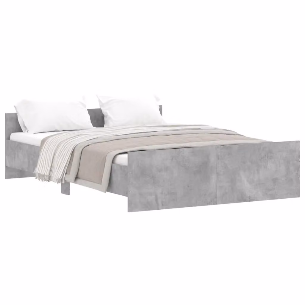 Berkfield Home Bed Frame with Headboard and Footboard in Concrete Grey, W/D/H: 140 x 190 cm – 2