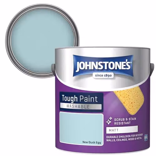 Johnstone's Washable Matt Wall and Ceiling Paint in Duck Egg Blue, 2.5L – 2