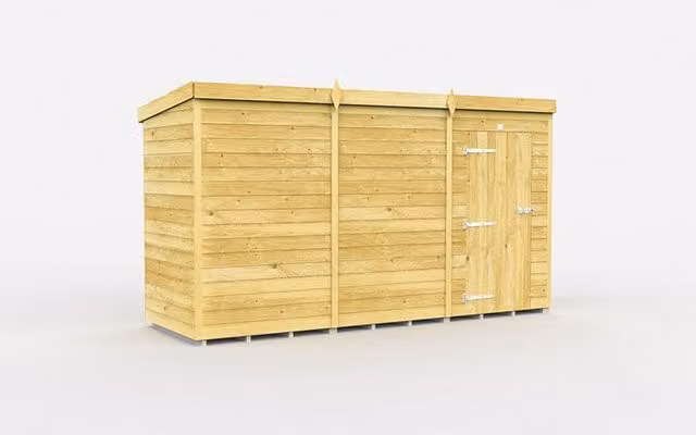 Buttercup Farm Brown Pent Shed with Single Door and No Window, W329 x D118 x H201 cm – 1