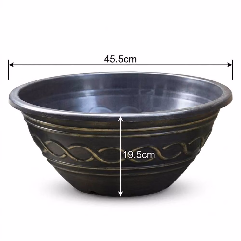 FLAVORA Garden Gear Black and Gold Round Pond Pot Planter, 1.25 kg – 2