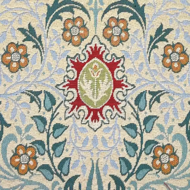 William Morris Persian Tapestry Fabric in Natural and Multicolour