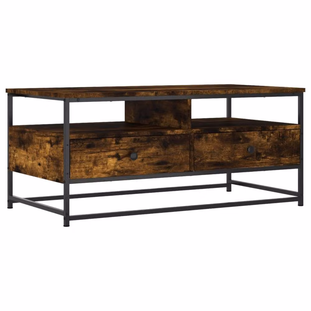 Berkfield Home Decorative Coffee Table in Smoked Oak Brown, W/D/H: 100 x 51 x 45 cm – 3