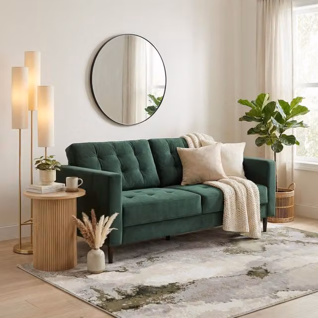 FurnitureboxUK Jade 3-Seater Modern Velvet Sofa with Solid Wood Frame in Green – 1