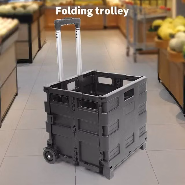 EONLION 45L Folding Boot Cart Shopping Trolley in Black
