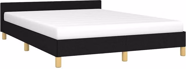 Berkfield Home Upholstered Super King Bed Frame with Headboard in Black Fabric, W/D/H: 180 x 200 cm