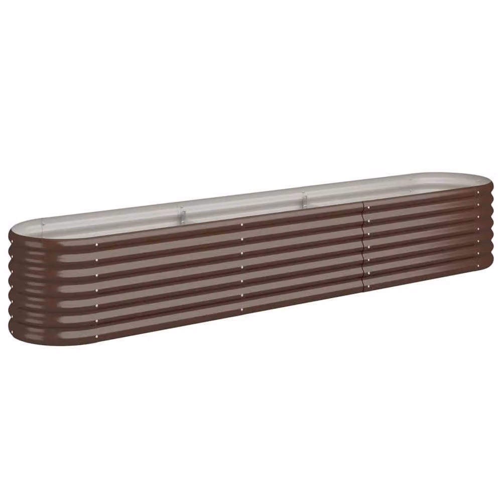 Berkfield Home Garden Raised Bed in Brown Powder-coated Steel, W/D/H: 224 x 40 x 36 cm – 3