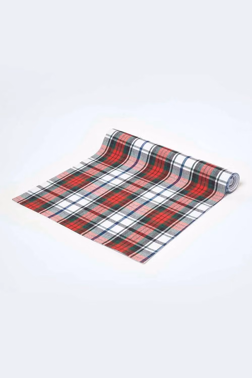 Homescapes Edward Tartan Check Christmas Table Runner, 100% Cotton, White, Green and Red, W/H: 44 x 178 cm – 2