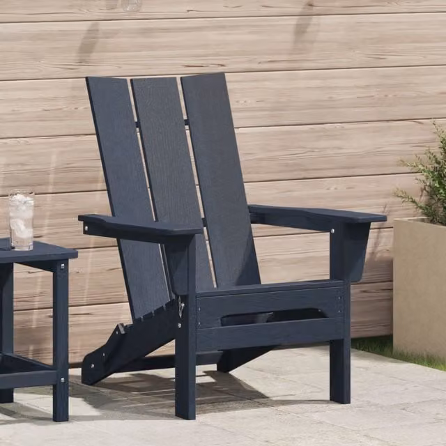 Berkfield Home Folding Adirondack Chair in Navy Blue, W/D/H: 74.5 x 80.5 x 90 cm – 1