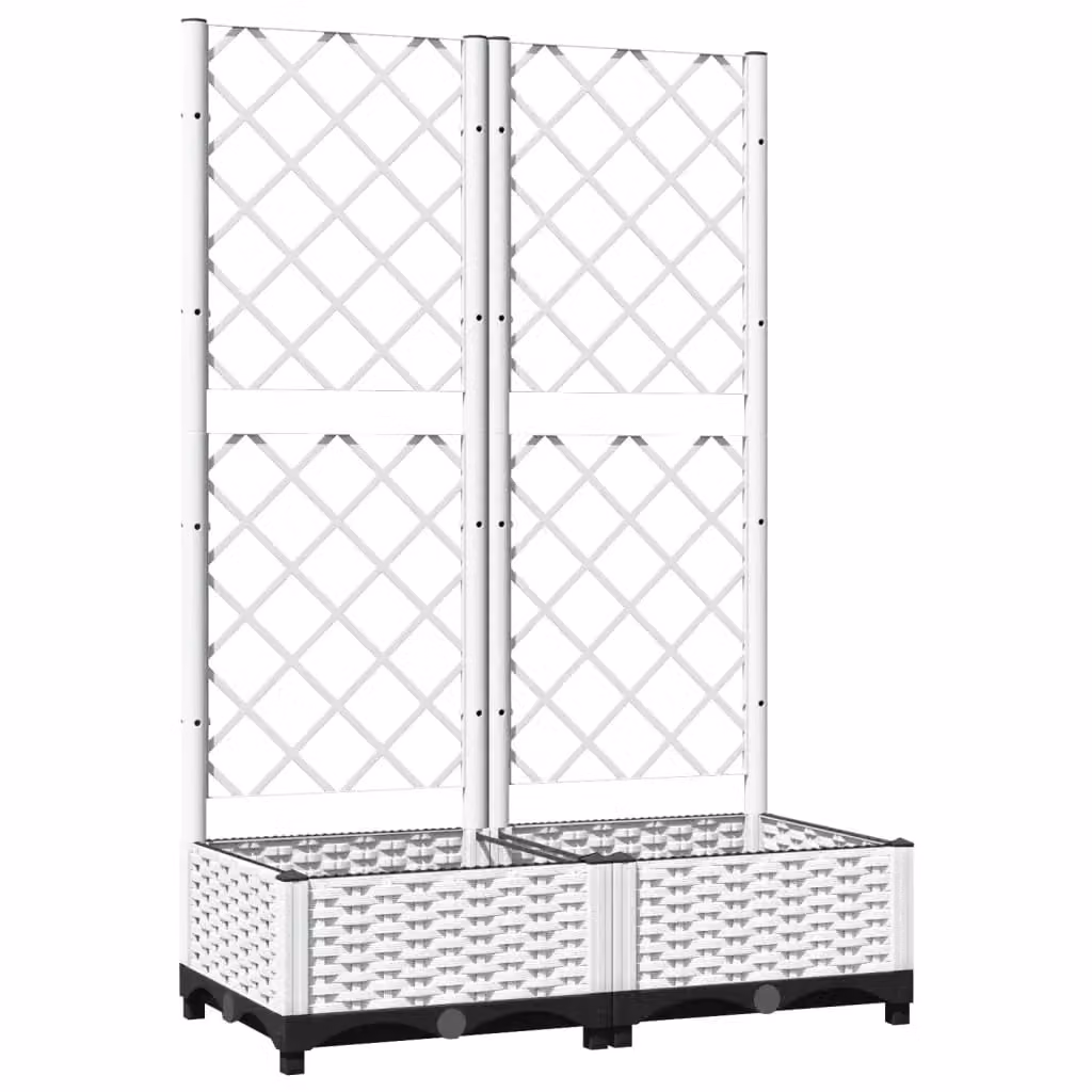Berkfield Home Garden Planter with Trellis in White, W/D/H: 80 x 40 x 121.5 cm – 2