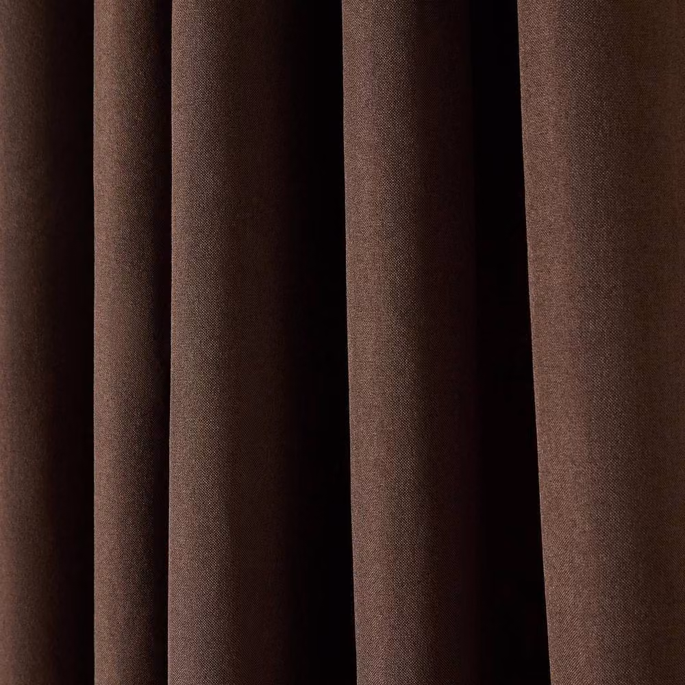 OHS Woven Texture Pair of Brown Blackout Eyelet Curtains, Width: 228 cm, Drop: 228 cm – 2