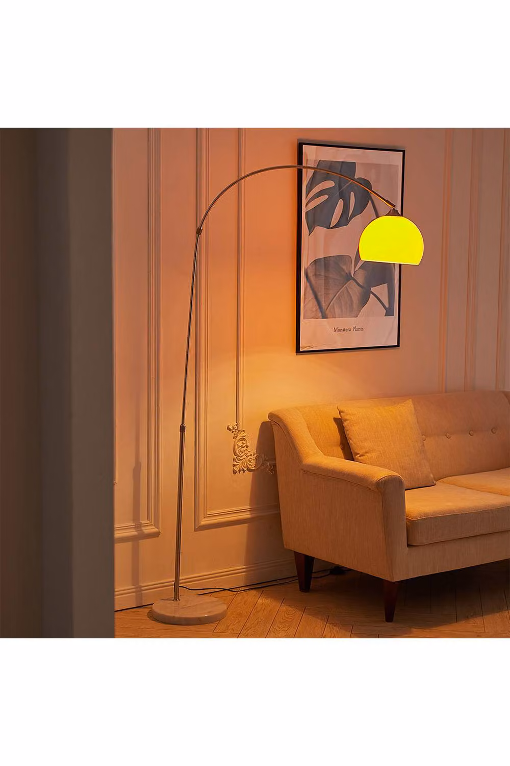Living and Home Modern Arched Floor Lamp with Chrome Finish and Marble Base, Height: 130-180 cm – 3