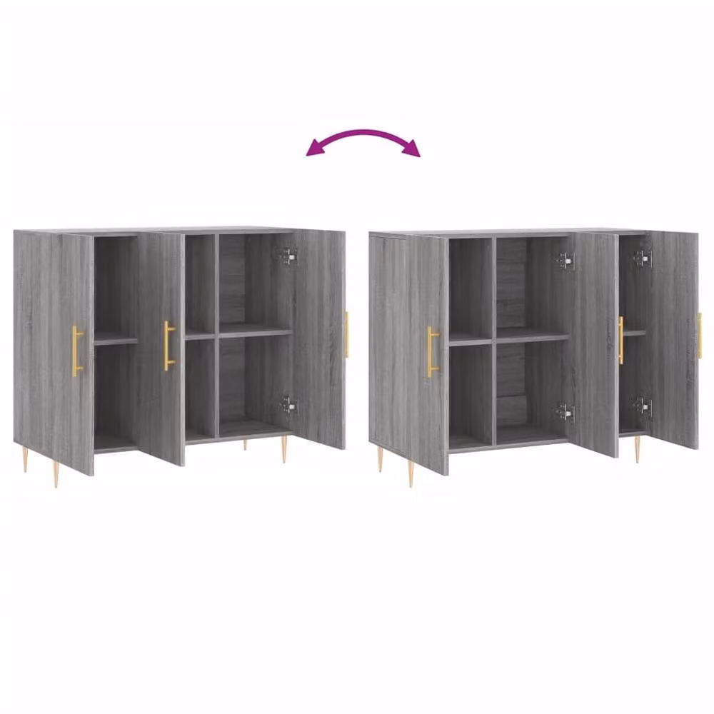 Berkfield Home Grey Sonoma Sideboard in Engineered Wood, W/D/H: 90 x 34 x 80 cm – 3
