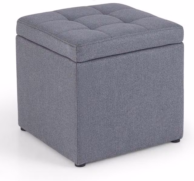 Costway Square Fabric Storage Ottoman in Grey