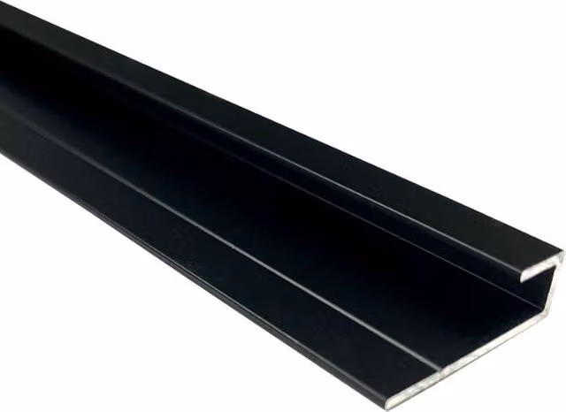 Wetwall Aluminium Alloy Bathroom Panel 4mm End Cap in Matt Black, Length: 2440mm