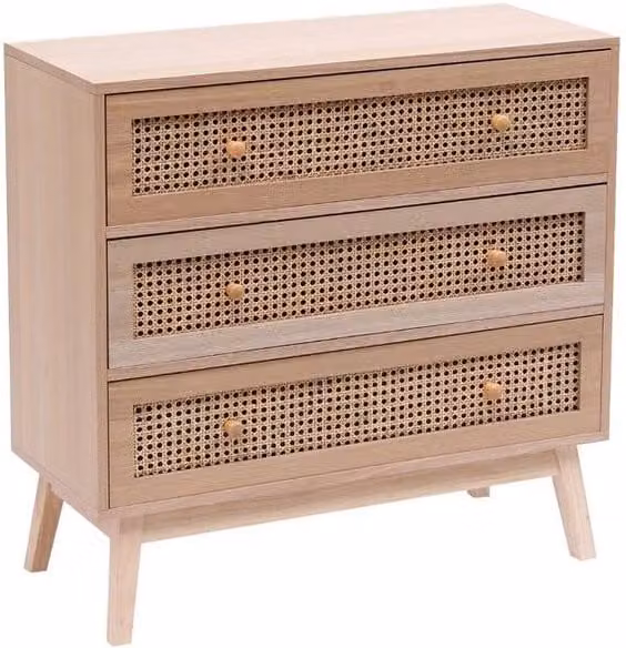 Kelvenix Rattan 3 Drawer Chest in Brown – 1