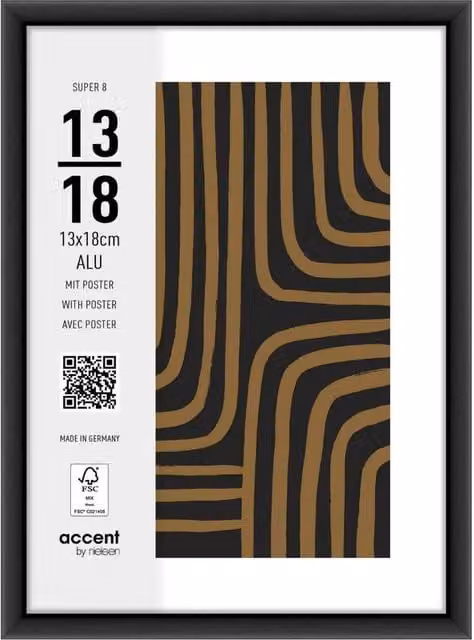 Nielsen Design Super 8 Aluminium Single Picture Frame with Modern Geometric Art Print, Black, W: 13 cm, H: 18 cm