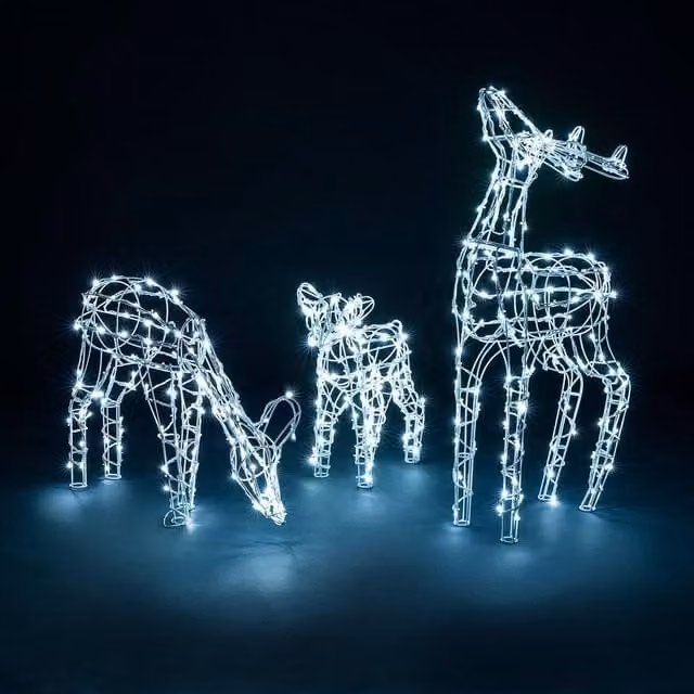Christow Light Up Reindeer Family Outdoor Christmas Decoration, White Metal Wire LED Set of 3