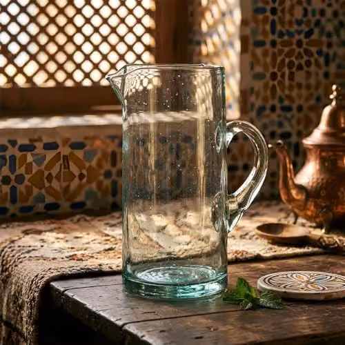 Nicola Spring Jebel Recycled Glass Jug, 1 l, Transparent – 4