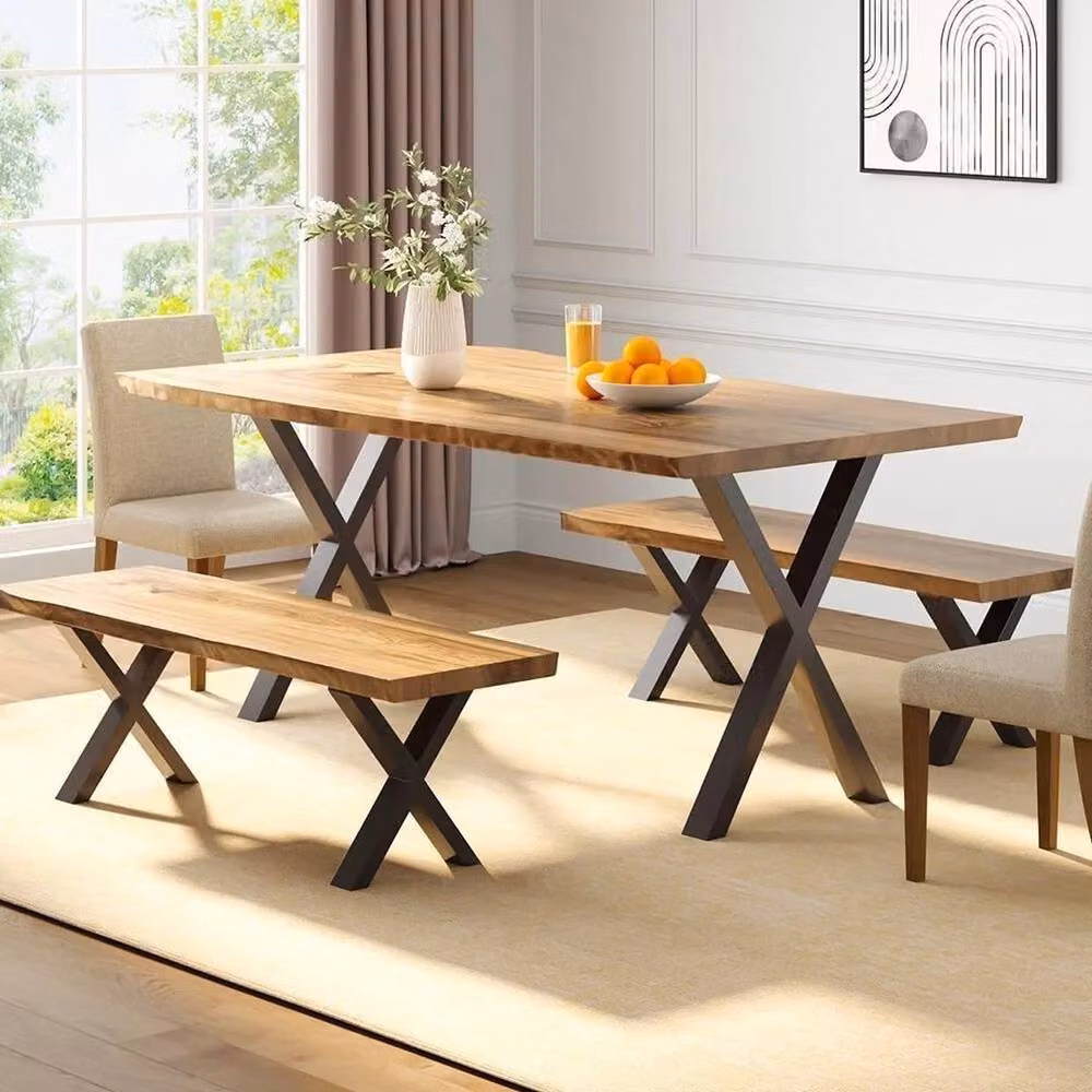 NESTLUNE Set of 2 Black Industrial Metal X Shape Table Legs, Matt Finish, W/D/H: 30 x 40 x 30 cm – 3
