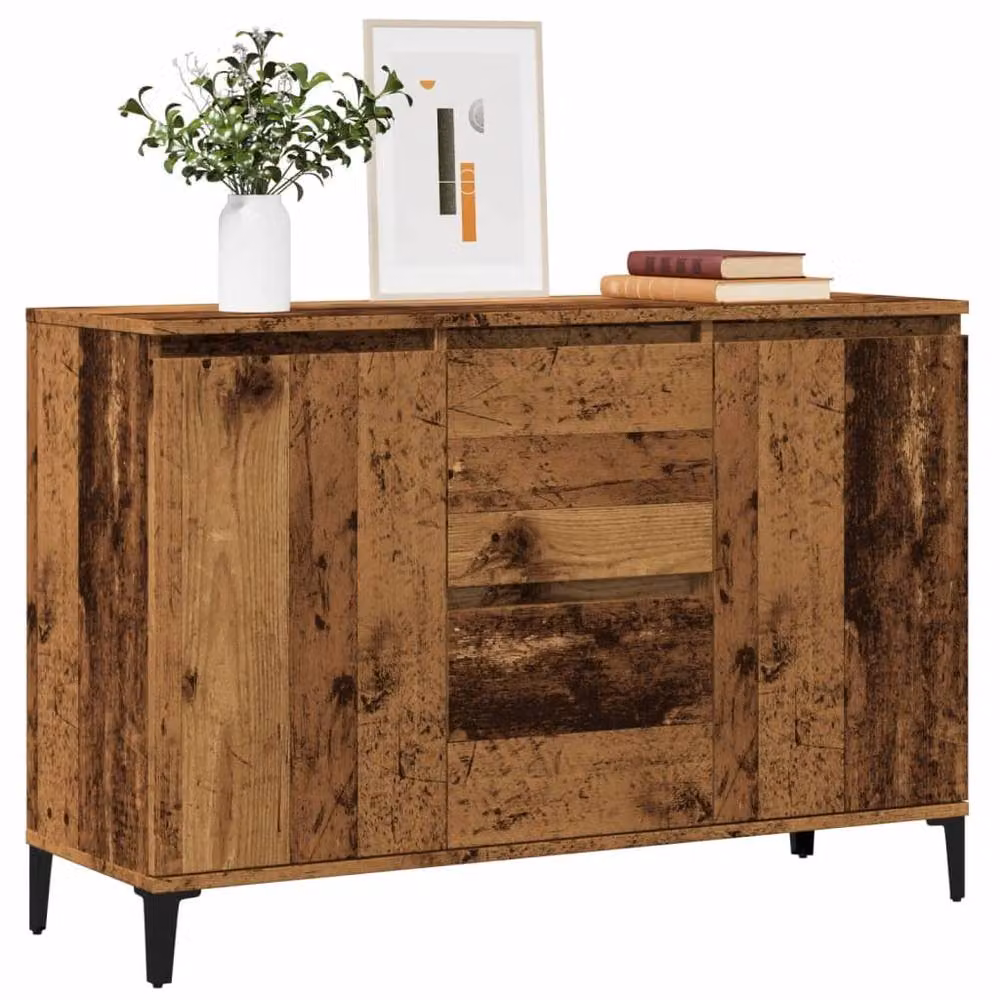 Berkfield Home Old Wood Rustic Sideboard in Brown, W/D/H: 102 x 35 x 70 cm – 2