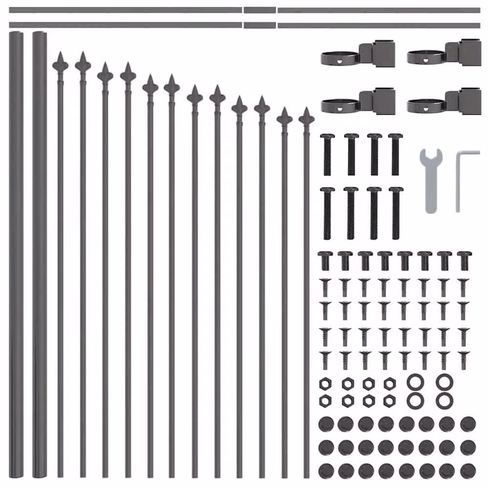 Berkfield Home Grey Steel Hoop Top Garden Fence, H: 170 cm x W: 75 cm – 3