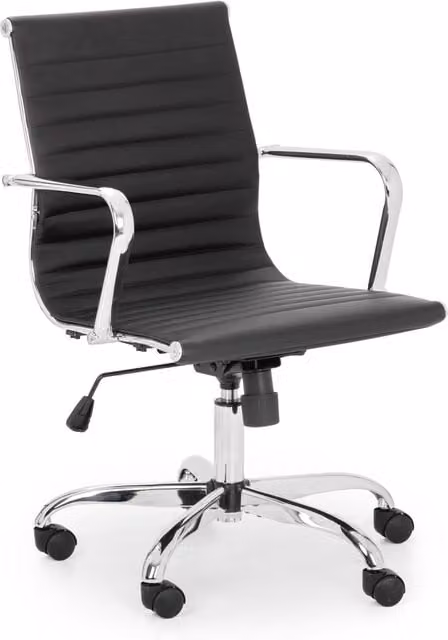 netfurniture Leo Black and Brown Synthetic Leather Task Chair with Armrests and Castors