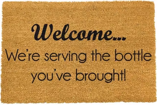 Artsy Mats We're Serving the Bottle you've Brought Doormat, Black and Brown, W: 60 cm, D: 40 cm