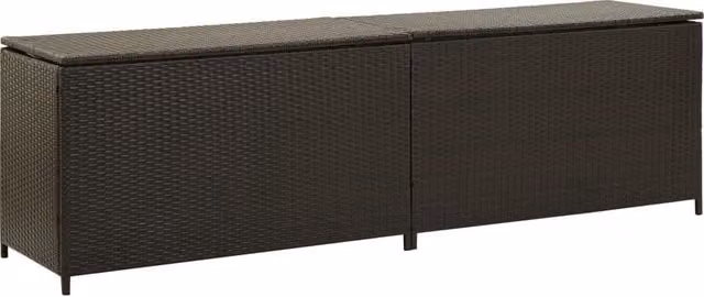 Berkfield Home Garden Poly Rattan Storage Box, Brown, W/D/H: 200 x 50 x 60 cm – 1