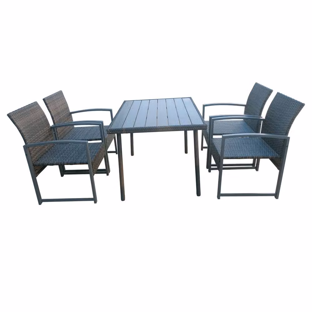 FURNITURE ONE 4 Seater Patio Dining Set in Brown with W/D/H: 120 x 84 x 72 cm Rectangular Table – 3