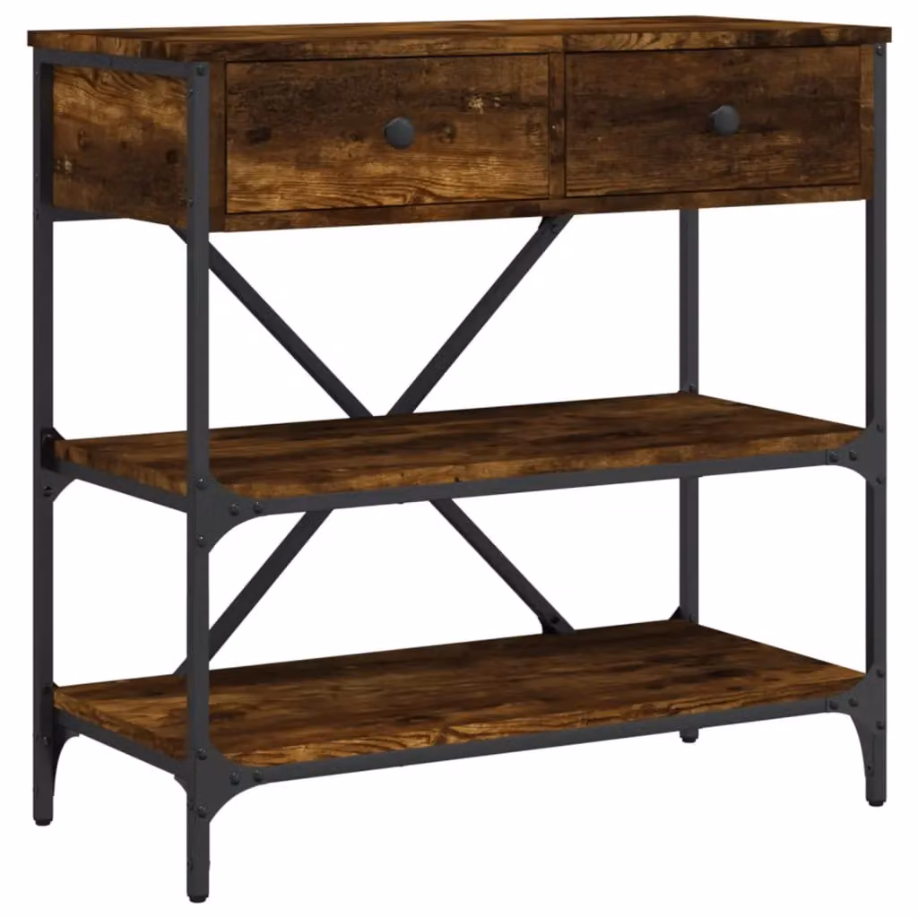Berkfield Home Smoked Oak Console Table in Brown, W/D/H: 75 x 34.5 x 75 cm – 2