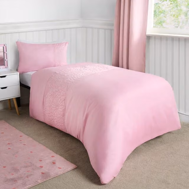 OHS Kids Pink Floral Daisy Panel Duvet Cover Set