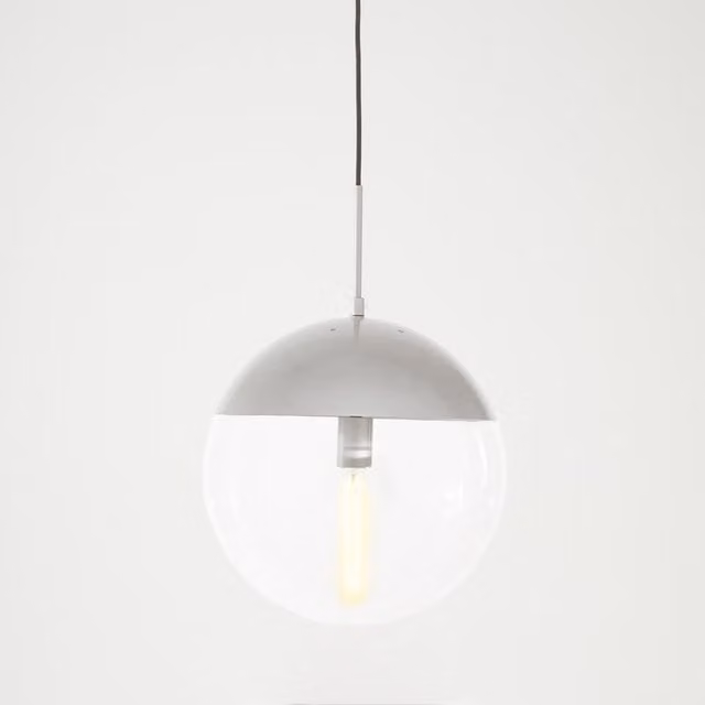 Interiors by Premier Modern Sphere Pendant Light in Chrome and Silver with Transparent Glass