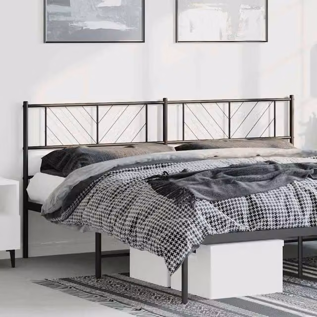 Berkfield Home Modern Matt Black Metal Headboard, Width: 193 cm