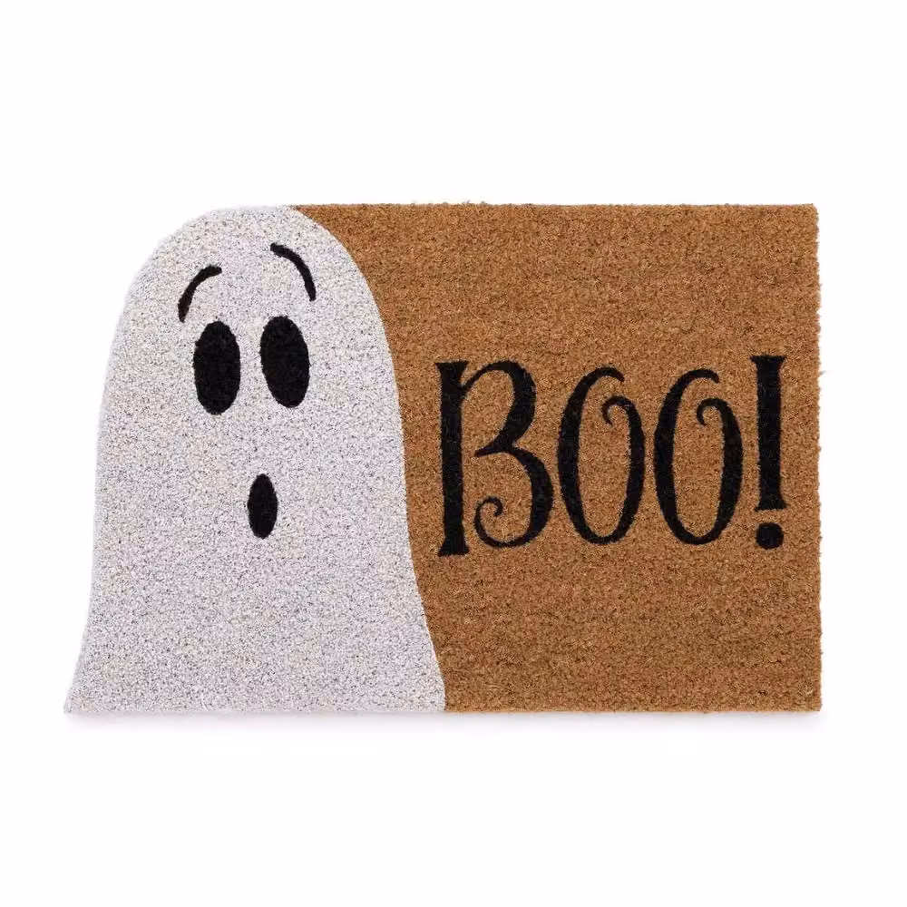 Garden Greatness Halloween Ghost Boo Coir Door Mat in Brown and White – 2
