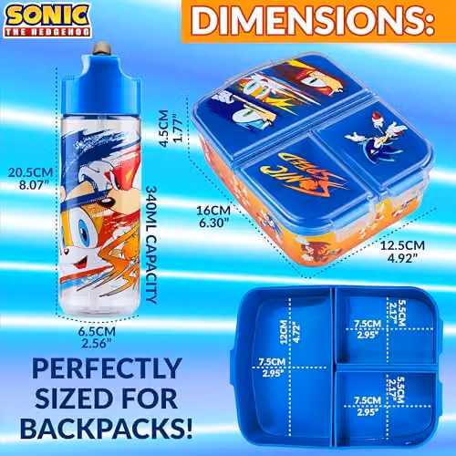 Get Trend Sonic the Hedgehog Kids Lunch Box Set with Water Bottle and Compartments in Blue and Multicolour – 5