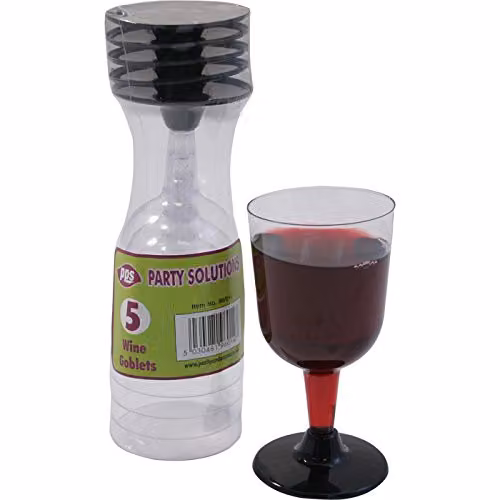 Pack of Five Transparent Plastic Wine Goblets by Party & Paper Solutions – 2