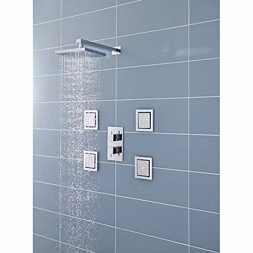 Nuie Ultra HEAD50 Square Overhead Rain Shower Head in Chrome, W/D/H: 20 x 20 x 6 cm